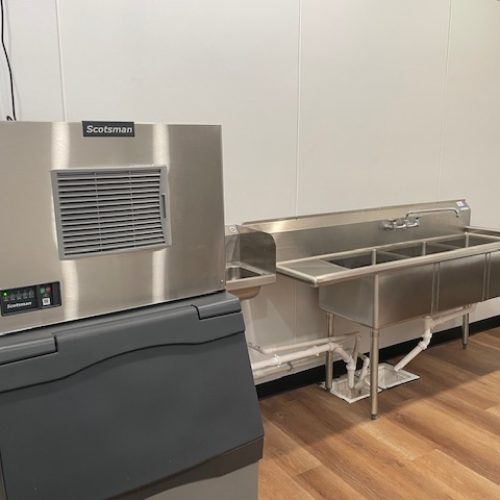 Commercial ice machine and sink